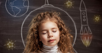 beauty child at the blackboard